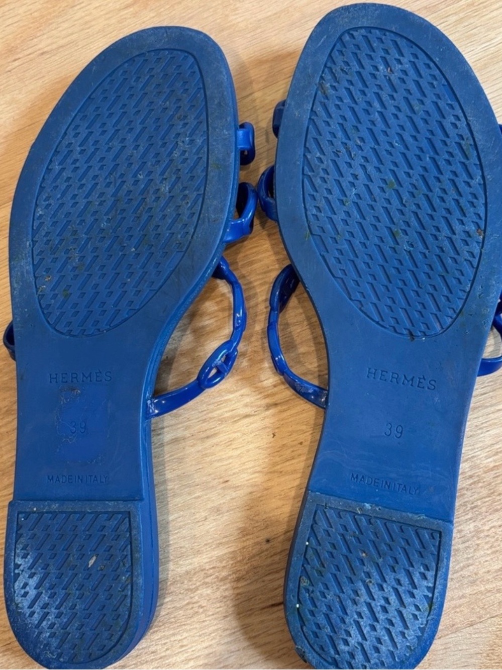 Hermes Cobalt Blue Chain-Link Slide Sandals - Women - Picture 6 of 7